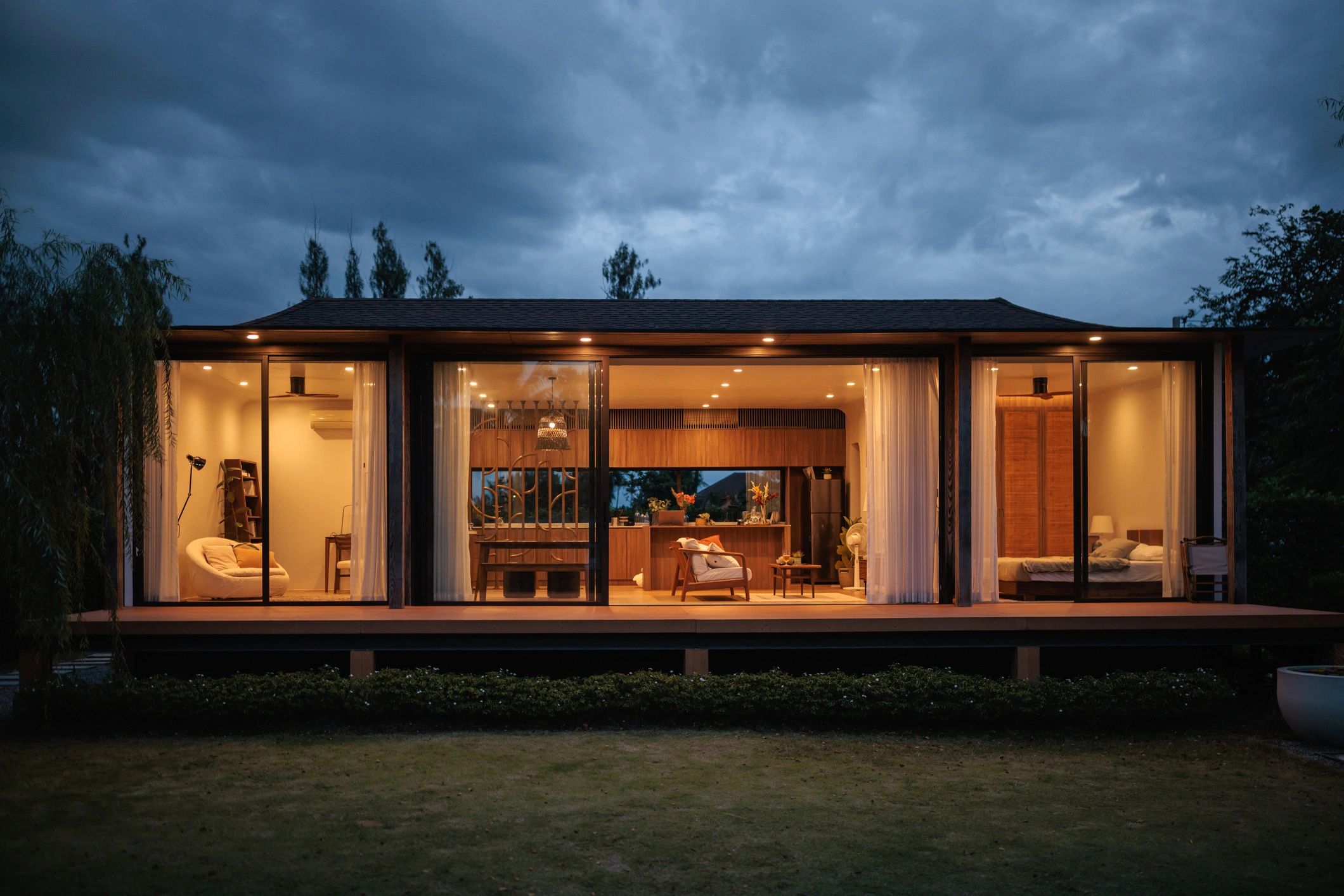 Luxury home with covered patio and outdoor seating