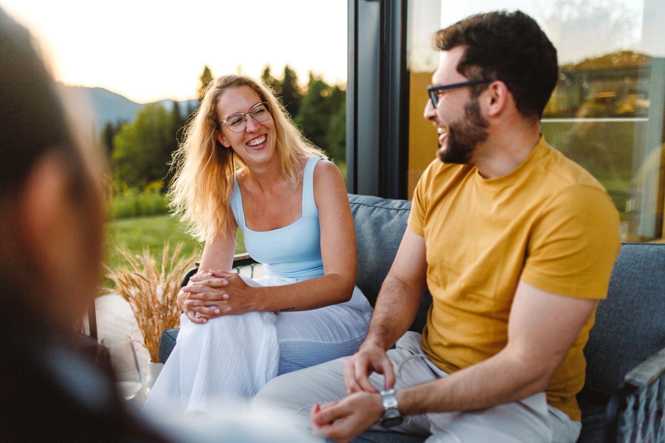 Satisfied business customer outdoors