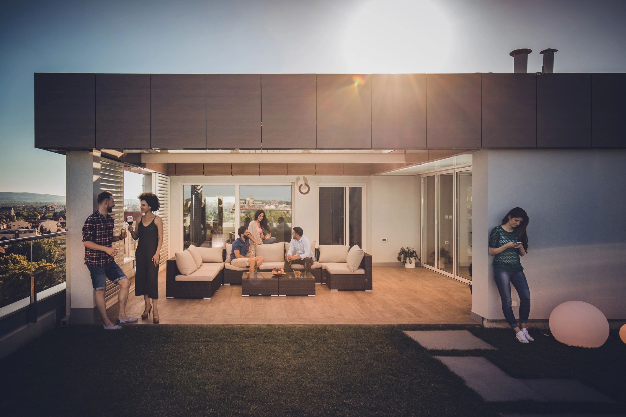Happy customer enjoying outdoor living space
